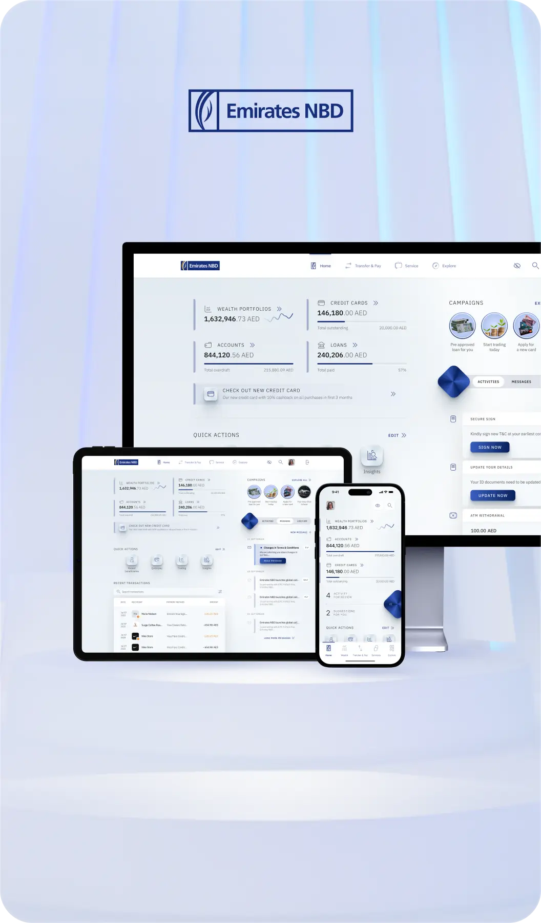 Emirates NBD banking ecosystem UX/UI design