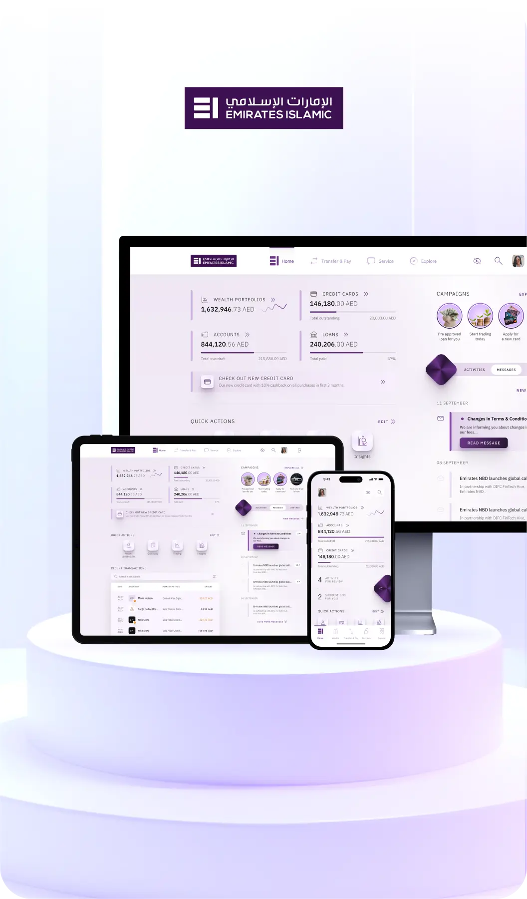 Emirates Islamic banking ecosystem UX/UI design
