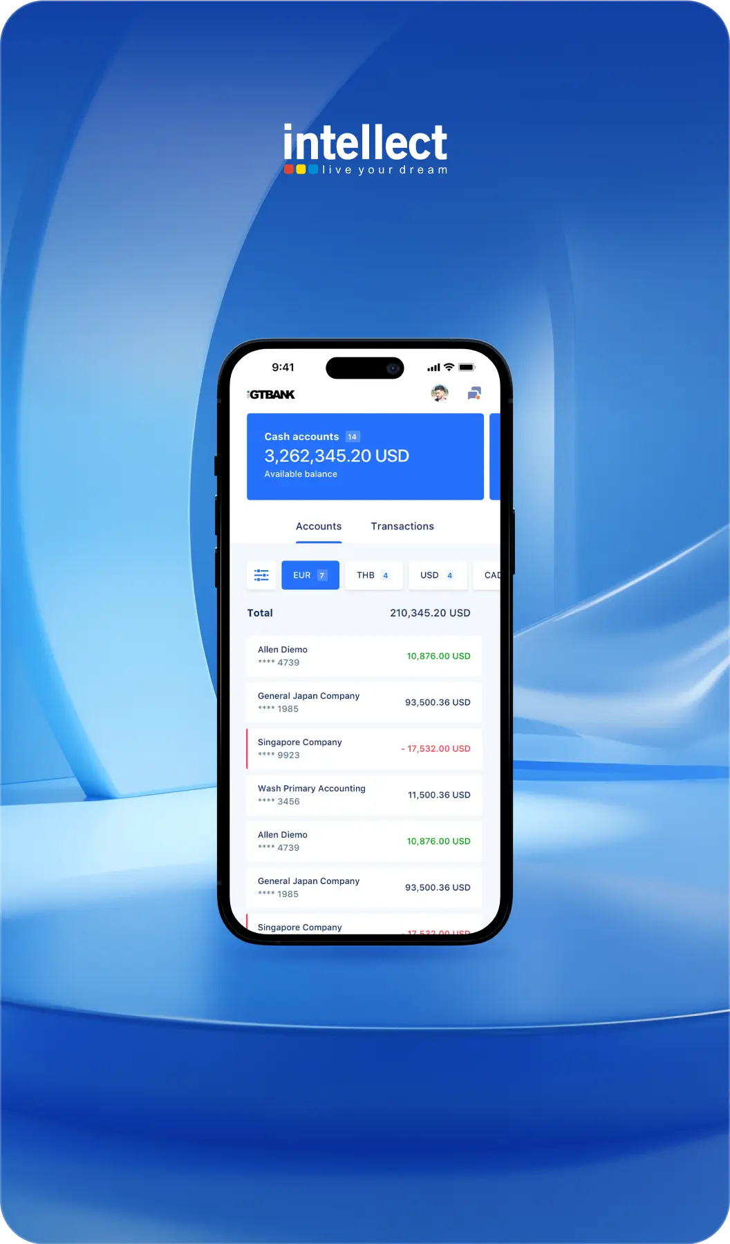 iGTB corporate mobile banking app UX/UI design
