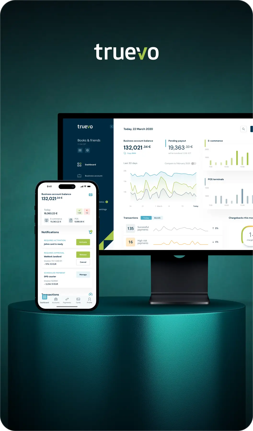 Truevo ecommerce and POS payment dashboard UX/UI design by UXDA